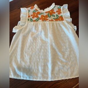 THML White Sleeveless Top with Floral Design